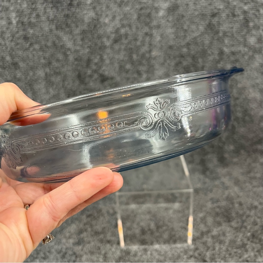 Vtg Fire King Philbe Sapphire Blue Casserole Lid / Pie Dish Anchor Hocking Glass - Picture 3 of 14
